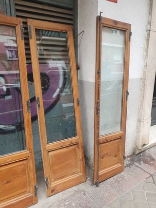 Puertas de madera antiguas con cristal climalit