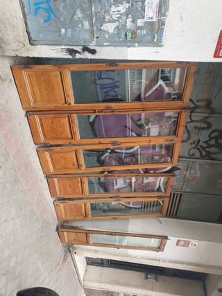 Puertas de madera antiguas con cristal climalit