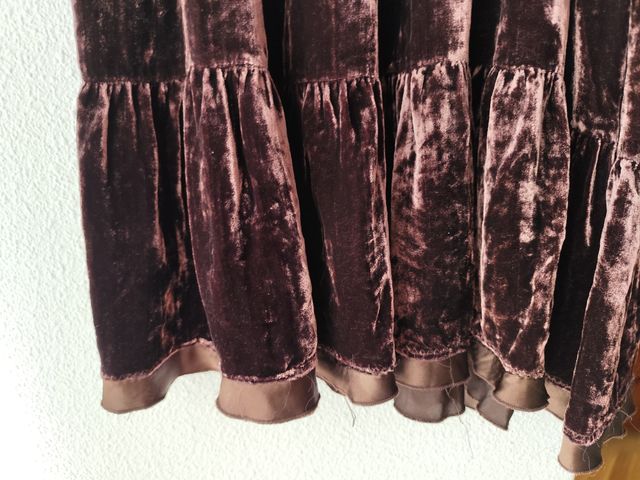 Falda larga de terciopelo marrón