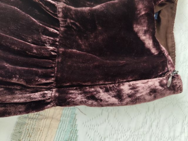 Falda larga de terciopelo marrón