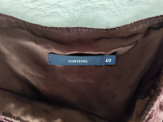 Falda larga de terciopelo marrón