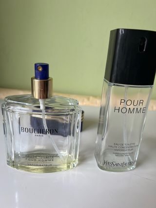Botellas de colonia Boucheron y YSL vacías