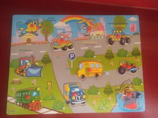 Puzzle madera medios transporte infantil