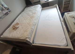 Cama juvenil con cajones, mesa estudio y librería.