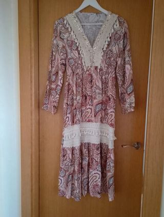 Vestido vintage largo pedrería