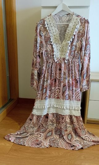 Vestido vintage largo pedrería