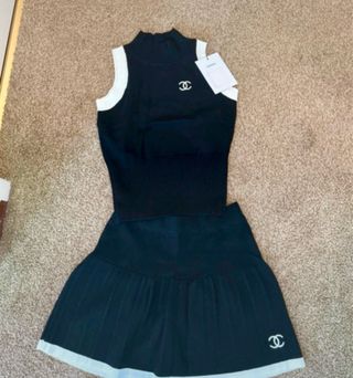 Conjunto Chanel Top y Falda Negro Blanco