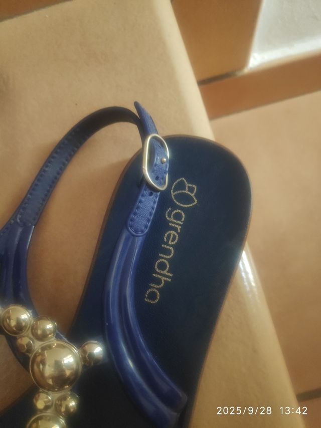 Sandalias Mujer Azul y Dorado