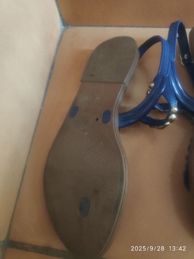 Sandalias Mujer Azul y Dorado