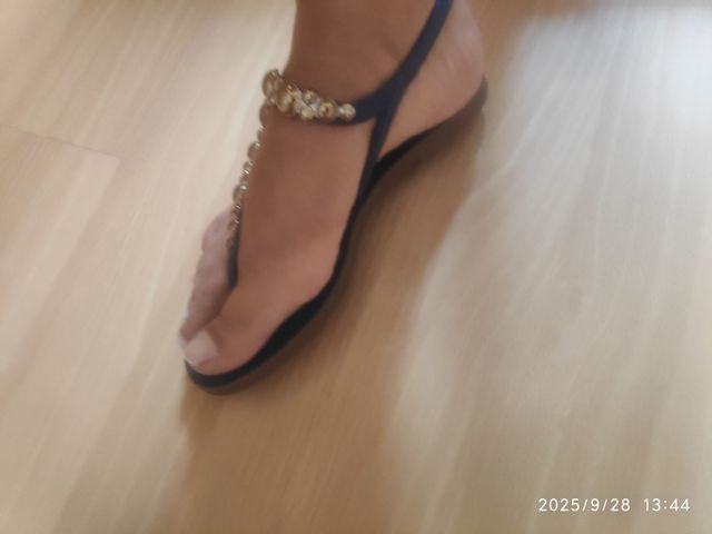 Sandalias Mujer Azul y Dorado