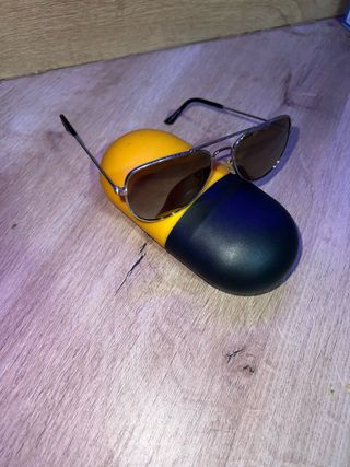 Gafas de sol aviador plateadas y marrones