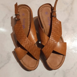 Sandalias cuña mujer marrón talla 38