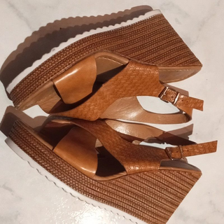 Sandalias cuña mujer marrón talla 38