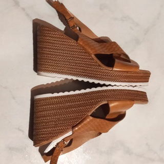 Sandalias cuña mujer marrón talla 38