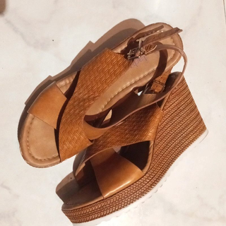 Sandalias cuña mujer marrón talla 38