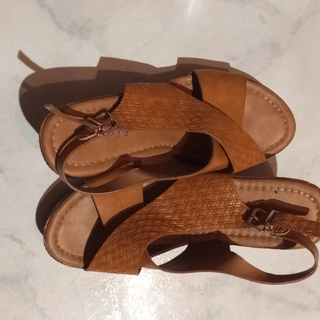 Sandalias cuña mujer marrón talla 38