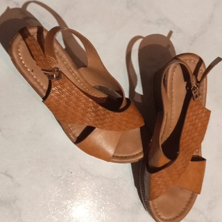 Sandalias cuña mujer marrón talla 38