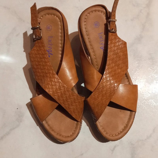 Sandalias cuña mujer marrón talla 38