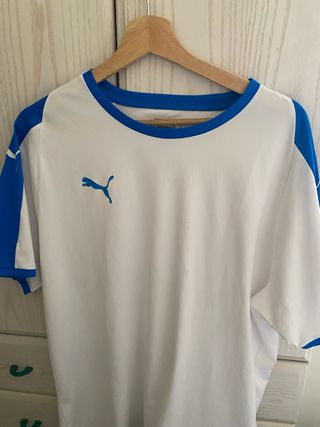 Camiseta deportiva Puma blanca y azul