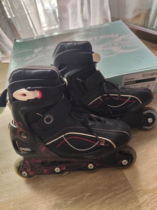 Patines Oxelo negros con detalles rosas