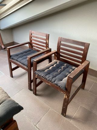 2 Sillas Terraza Ikea Applaro Madera