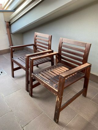 2 Sillas Terraza Ikea Applaro Madera