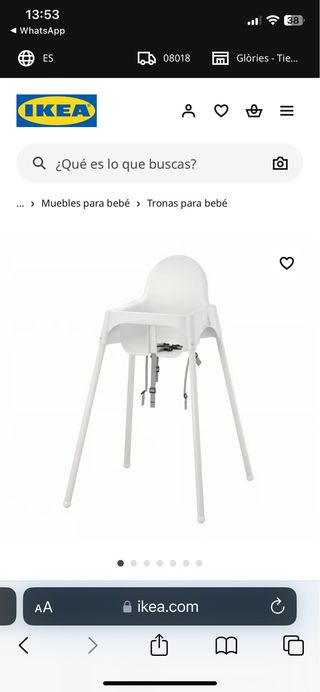 Trona bebé IKEA blanca