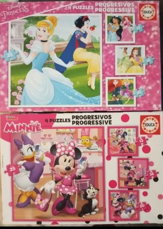 Puzzles Disney Princess y Minnie 4 en 1