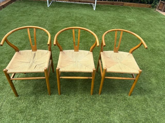 Conjunto 3 Sillones Madera Y Yute. estilo ch 24