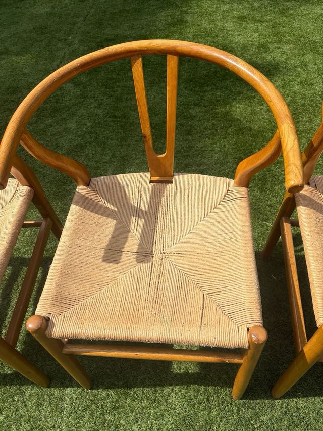 Conjunto 3 Sillones Madera Y Yute. estilo ch 24