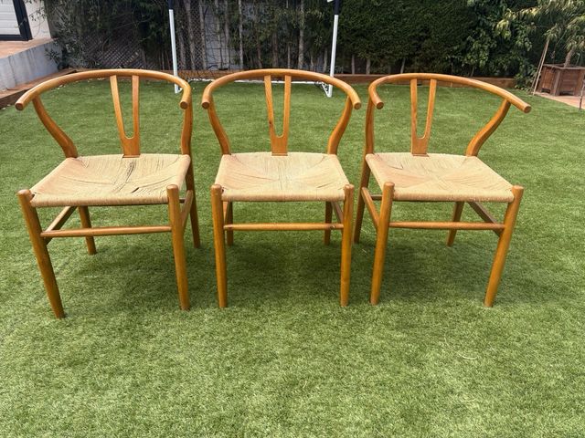 Conjunto 3 Sillones Madera Y Yute. estilo ch 24