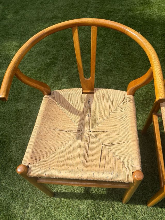 Conjunto 3 Sillones Madera Y Yute. estilo ch 24