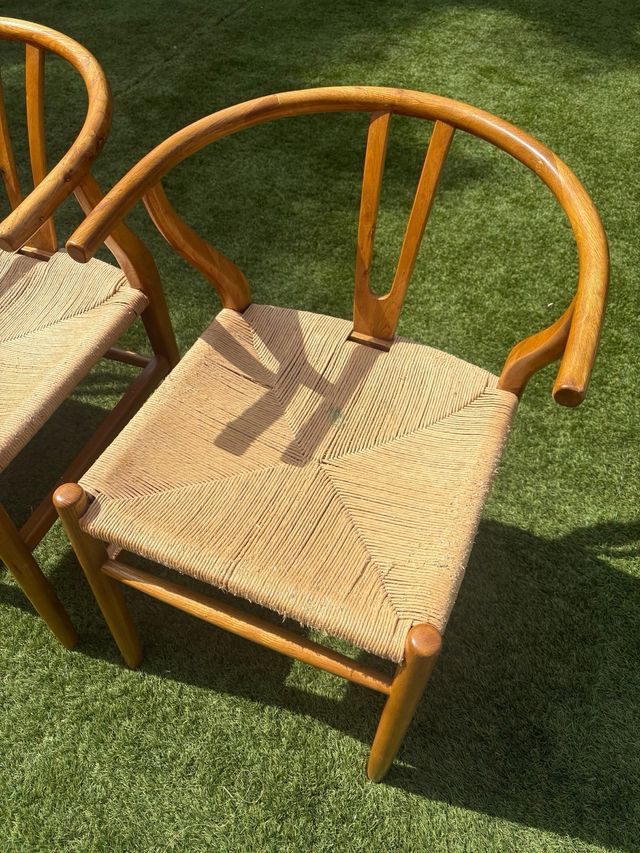 Conjunto 3 Sillones Madera Y Yute. estilo ch 24