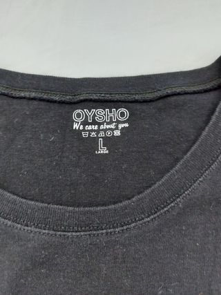 Camiseta Oysho Negra Manga Larga Talla L