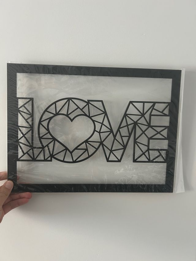 Decoración de madera LOVE con corazón