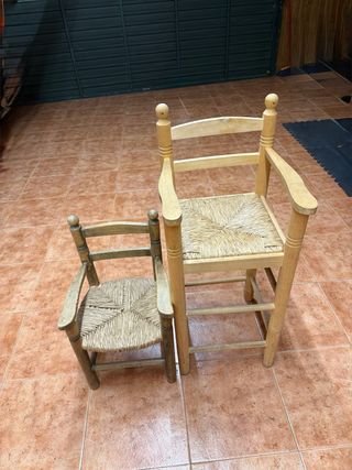 Trona bebé y sillita madera