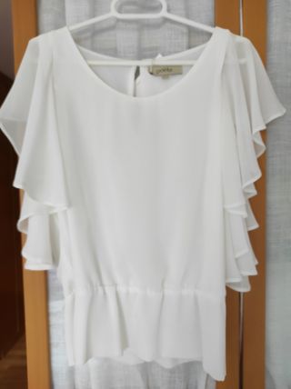 Blusa Poete blanca volantes
