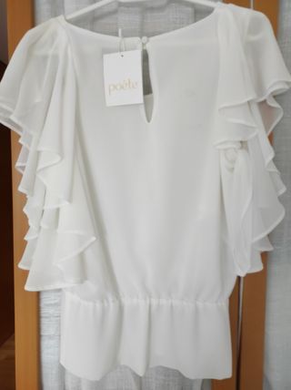 Blusa Poete blanca volantes