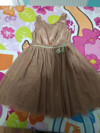 Vestido fiesta niña 7-8 años dorado