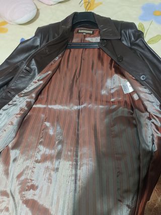 Chaquetón de piel marrón mujer