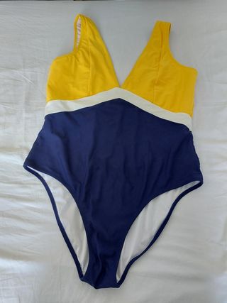 Bañador dos piezas azul y amarillo