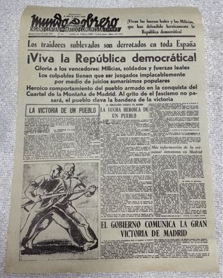 Periódico antiguo Mundo Obrero 1936