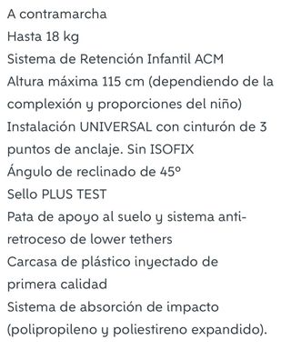 Silla coche bebé UNO contramarcha