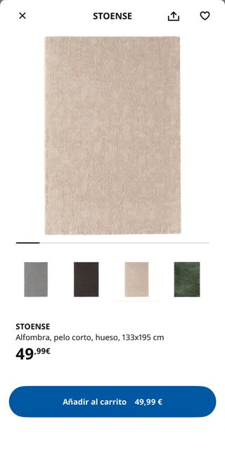 Alfombra IKEA STOENSE pelo corto color hueso