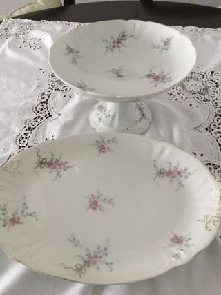 Fuente y frutero Limoges porcelana