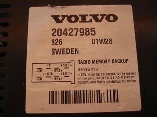 Respaldo de memoria de radio VOLVO 207427985 01W28