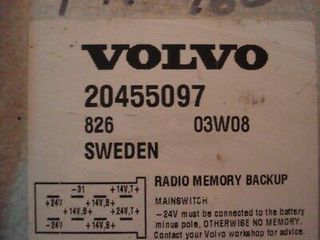 Respaldo de memoria de radio VOLVO 20455097 03W08