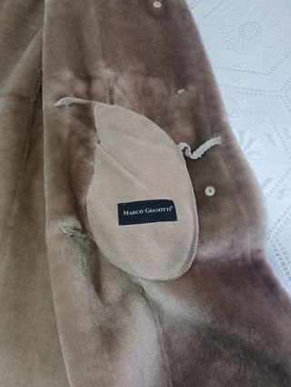 Chaquetón piel ante mujer beige/marrón