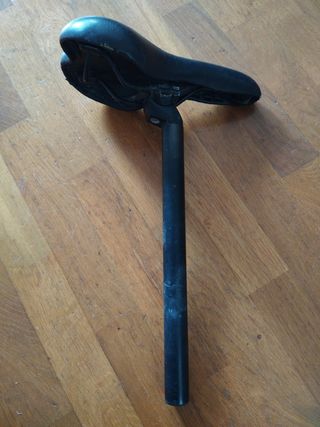 Tija sillín bici 27,2mmx350mm con sillín negro