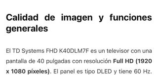 Televisión TDSYSTEMS 40 FULL HD